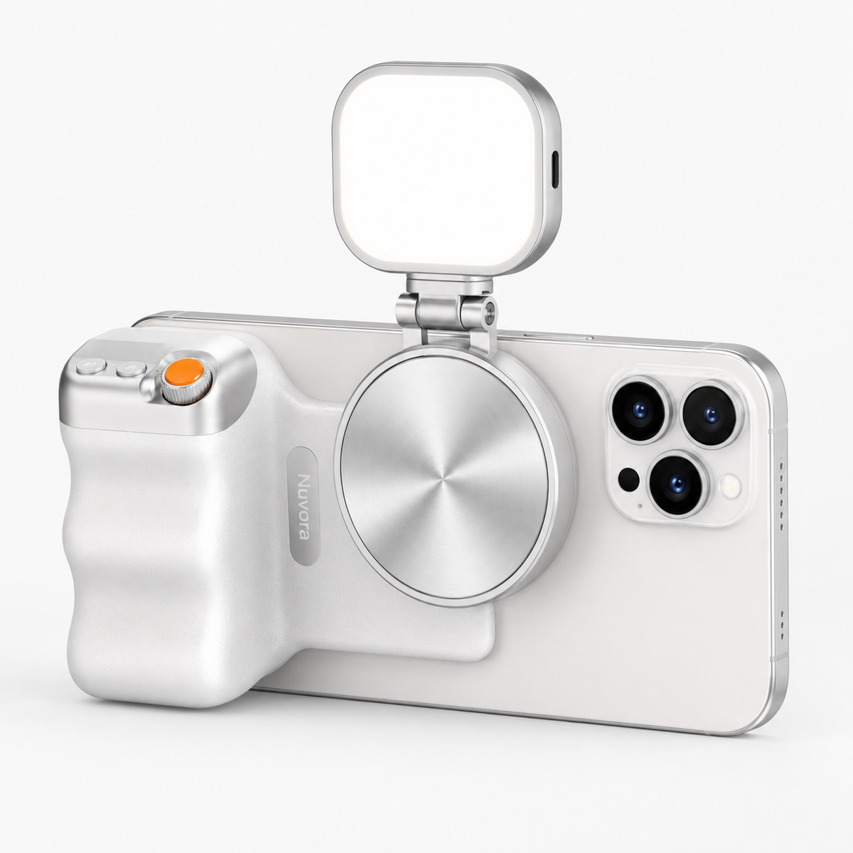 Nuvora Magnetic Phone Holder & Grip with Foldable Fill Light