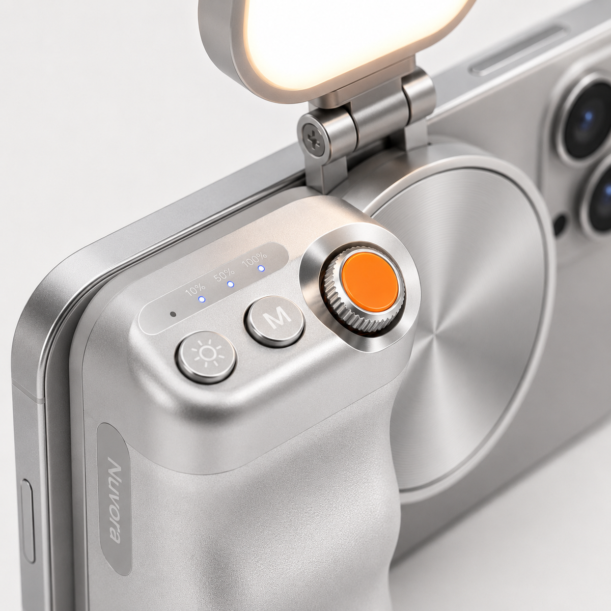 Nuvora Magnetic Phone Holder & Grip with Foldable Fill Light