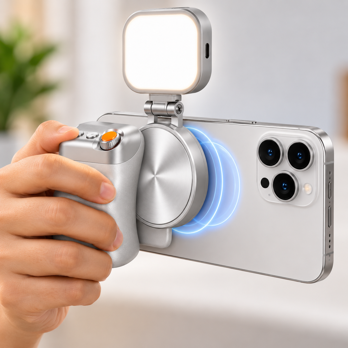 Nuvora Magnetic Phone Holder & Grip with Foldable Fill Light