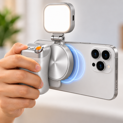 Nuvora Magnetic Phone Holder & Grip with Foldable Fill Light